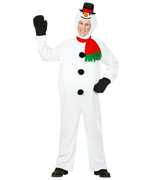 Snowman Overalls With Stuffed Belly, Headpiece With Mask, Gloves, Scarf