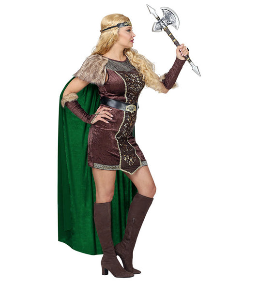 Viking Dress With Cape, Belt, Arm Warmers, Headband