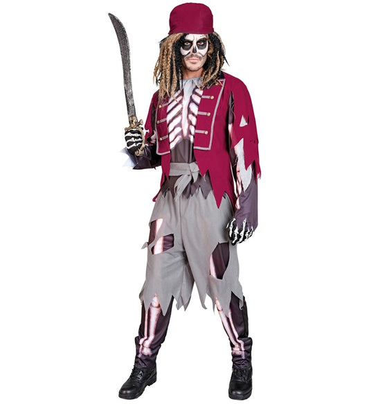 Pirate Skeleton Shirt With Vest And Belt, Pants, Bandana