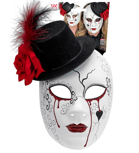 Commedia Dell'Arte Bleeding Woman Mask With Hat
