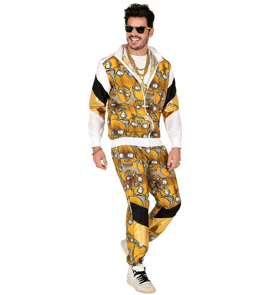 Black/Gold Skulls Shell Suit Jacket, Pants
