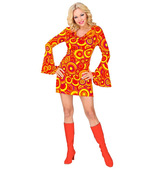 The 70S Groovy Style - Orange Bubbles Dress