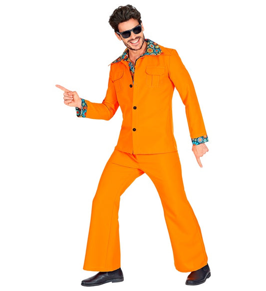 The 70S Disco Style - Orange Jacket With Shirt, Pants