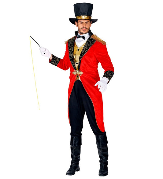 Ringmaster Tailcoat With Vest, Shirt Front With Collar And Bow Tie, Pants, Top Hat, Gloves, Whip