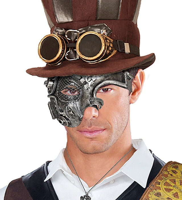 Silver Steampunk Half Face Mask