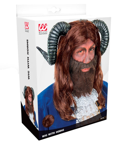 Beast Wig With Horns In Box