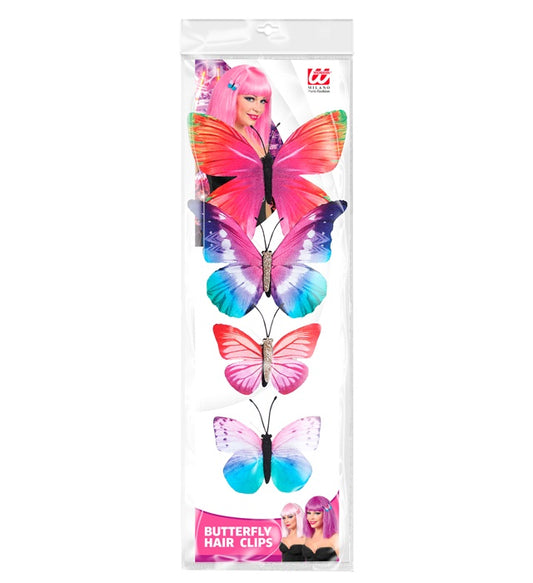 Set Of 4 Butterfly Hair Clips 4 Colors Ass.