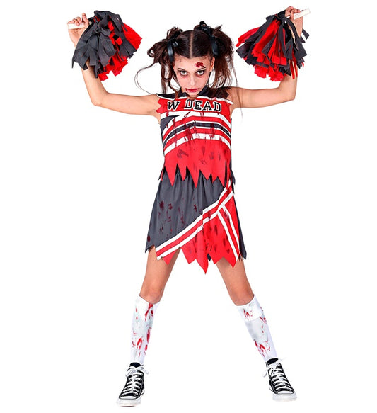 Zombie Cheerleader Top, Skirt, Pom Poms