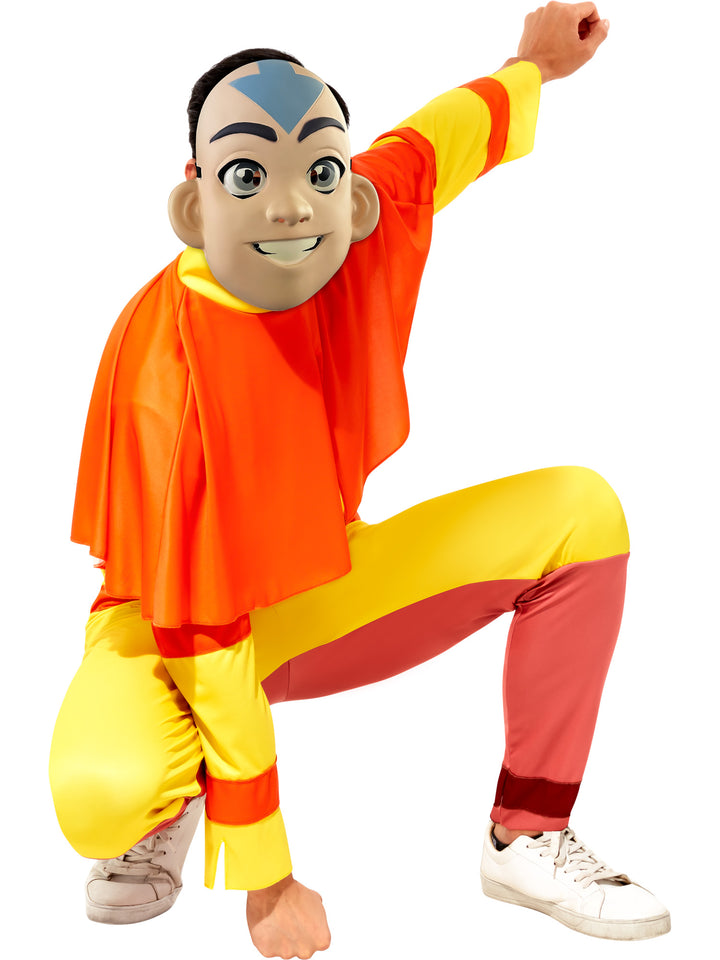 Avatar The Last Airbender Aang Costume Jumpsuit with Cape and Mask