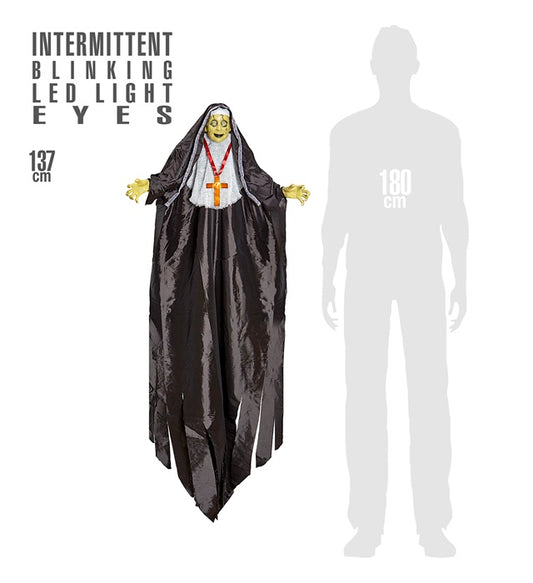 Possessed Nun With Intermittent Blinking Led Light Eyes 137 Cm