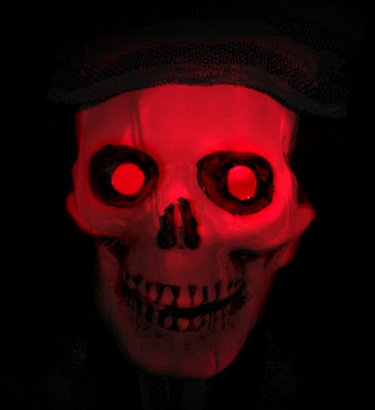 Chained Convict Skeleton With Blinking Light-Up Head 120 Cm