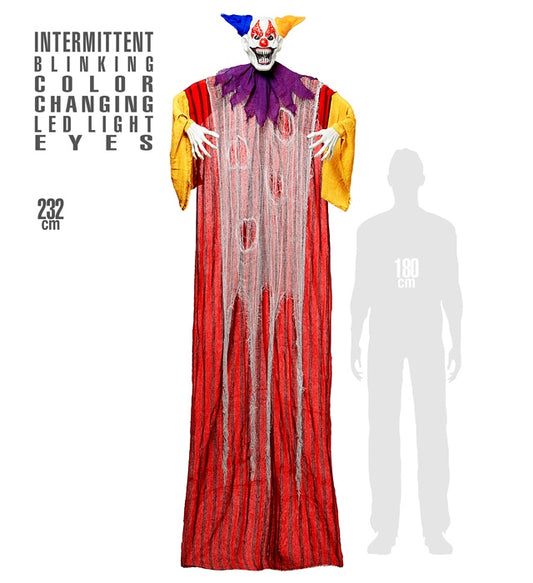 Creepy Clown With Intermittent Blinking Color Changing Led Light Eyes 232 Cm
