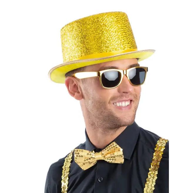 Metallic Gold Lurex Top Hat with Elastic Inner Rim