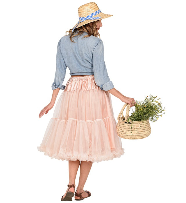 Antique Pink Tulle Ruffle Skirt/Petticoat 65 Cm
