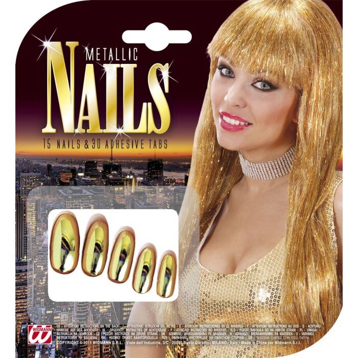 Set Of 15 Gold Metallic Nails With 30 Adhesive Tabs