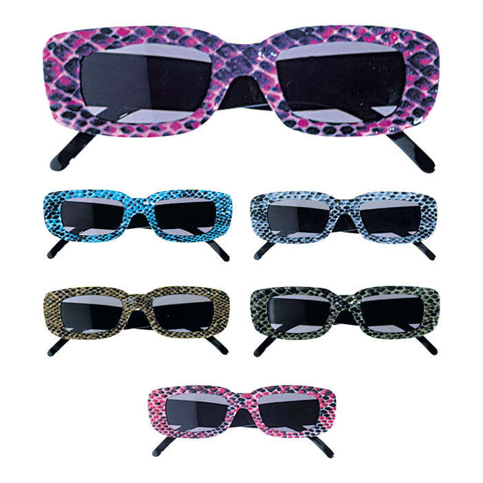 Snake Glasses With Rectangular Lenses - 6 Colors Ass.