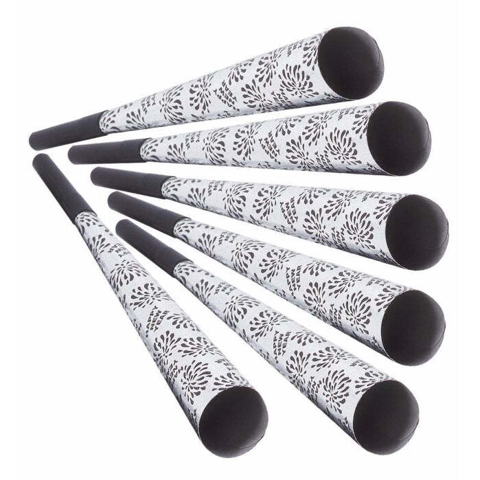 Set Of 6 Silver Happy New Year Sounding Trumpets 25 Cm