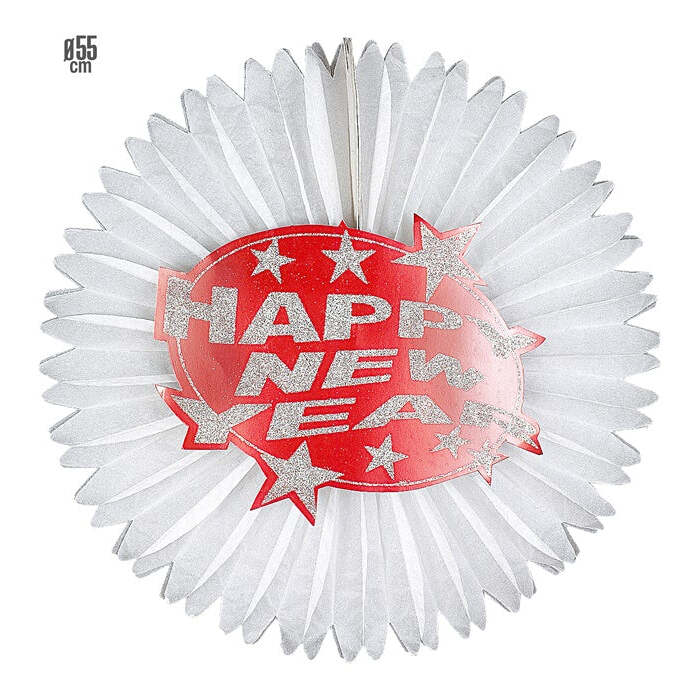 Red Happy New Year Paper Fan Ø 55 Cm
