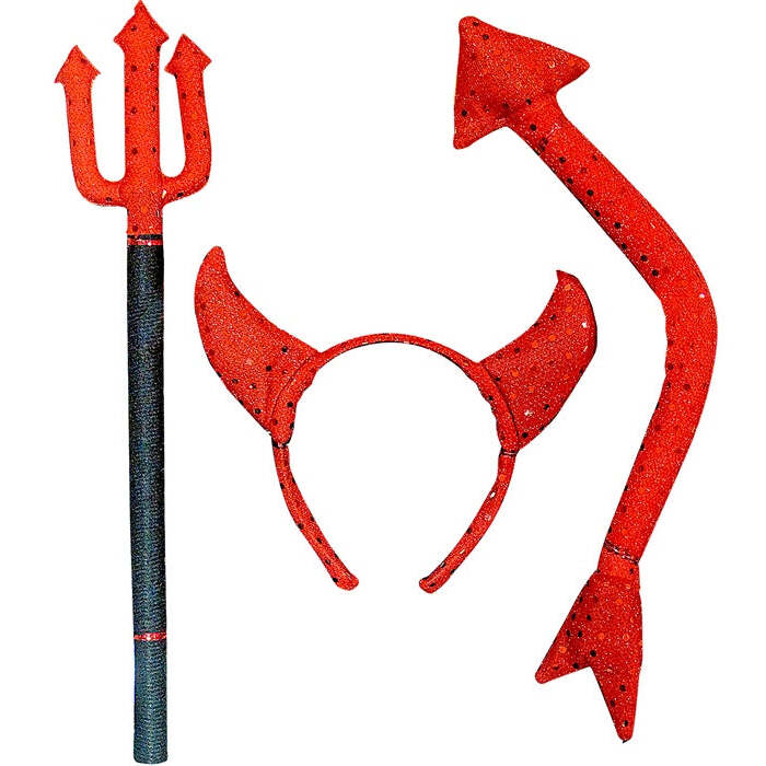 Sequin Devil Set Horns, Pitchfork, Tail