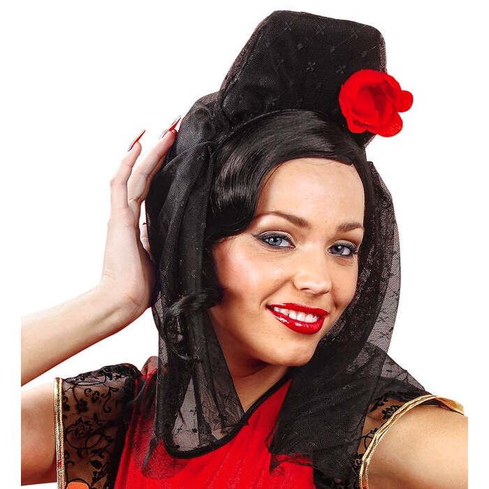Spanish Veil With Red Rose