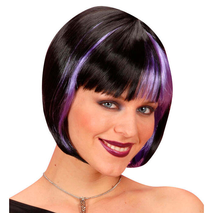 Zoey Wig Black With Purple Streaks - In Box