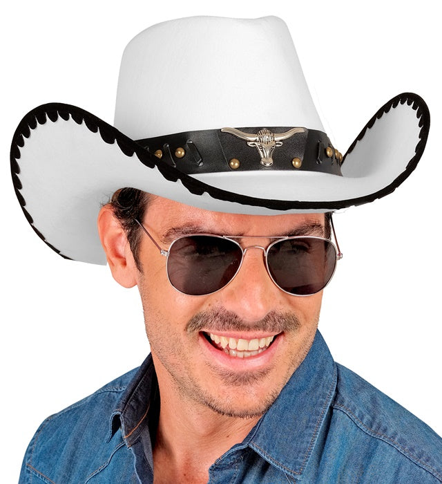 Hat Cowboy Bull Felt White