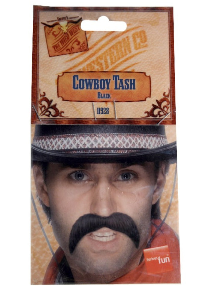 Cowboy Tash Black Self Adhesive Adult Costume Accessory
