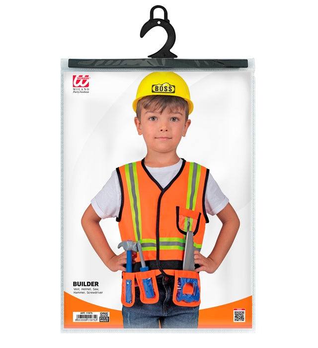 Builder Vest, Helmet, Saw, Hammer, Screwdriver