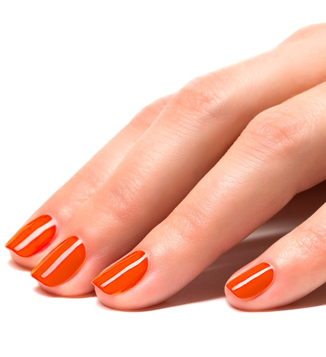 Display Box Of 12 Water Based Peel Off Orange Nail Polishes 8 Ml