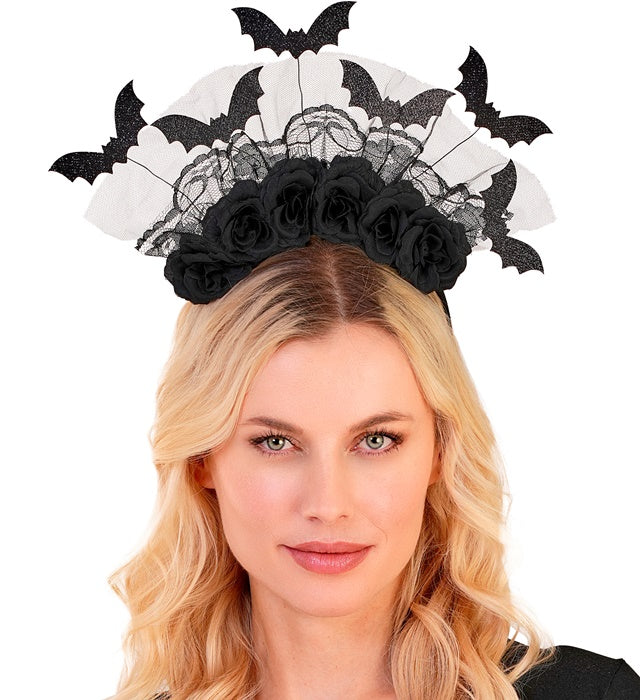Headpiece Bats & Black Roses