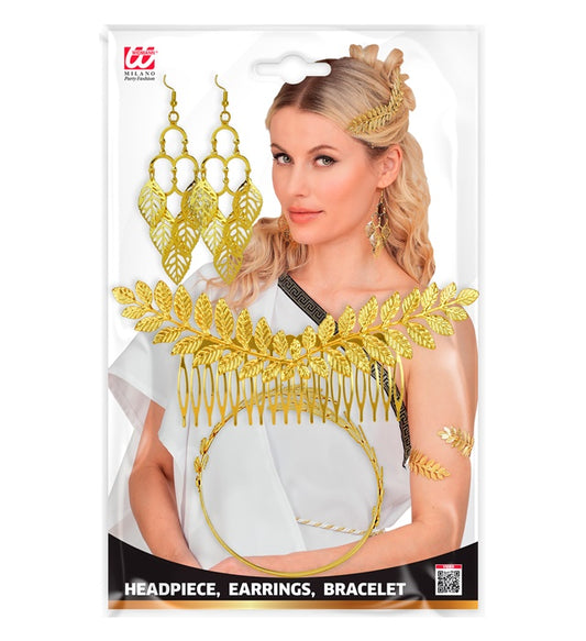 Jewelry Set Laurel Gold Headpiece, Earrings, Bracelet