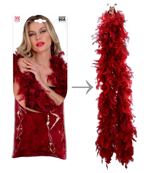 Burgundy Feather Boa - 1,80 M - 80 G