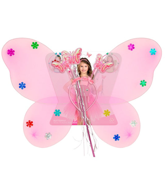 Butterfly Set Pink Wings, Headpiece, Magic Wand