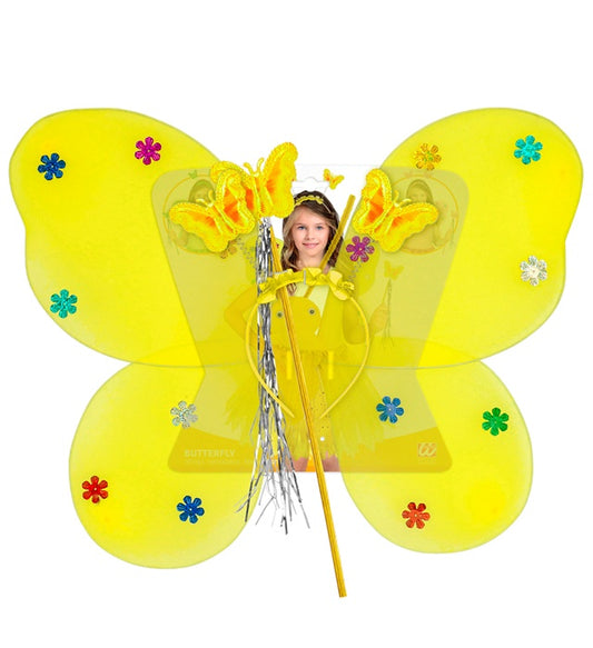 Butterfly Set Yellow Wings, Headpiece, Magic Wand
