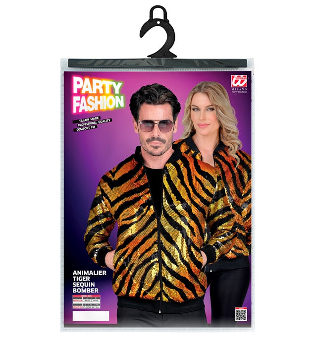 Party Fashion Bomber Animalier Tiger Sequin Bomber