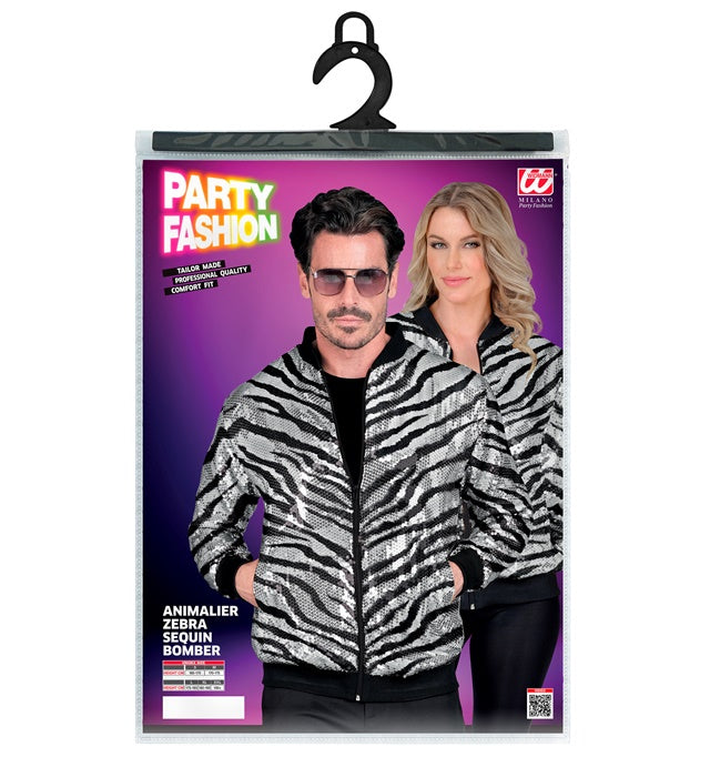 Party Fashion Bomber Animalier Zebra Sequin Bomber