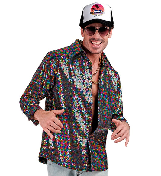 Party Fashion Shirt Multicolor Sequin Shirt