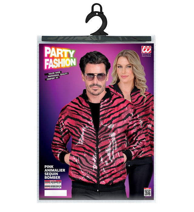 Party Fashion Bomber Pink Animalier Sequin Bomber