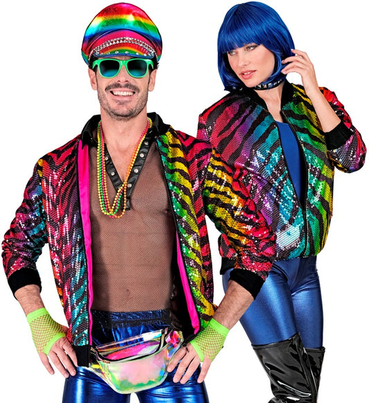 Party Fashion Bomber Rainbow Animalier Tiger Sequin Bomber