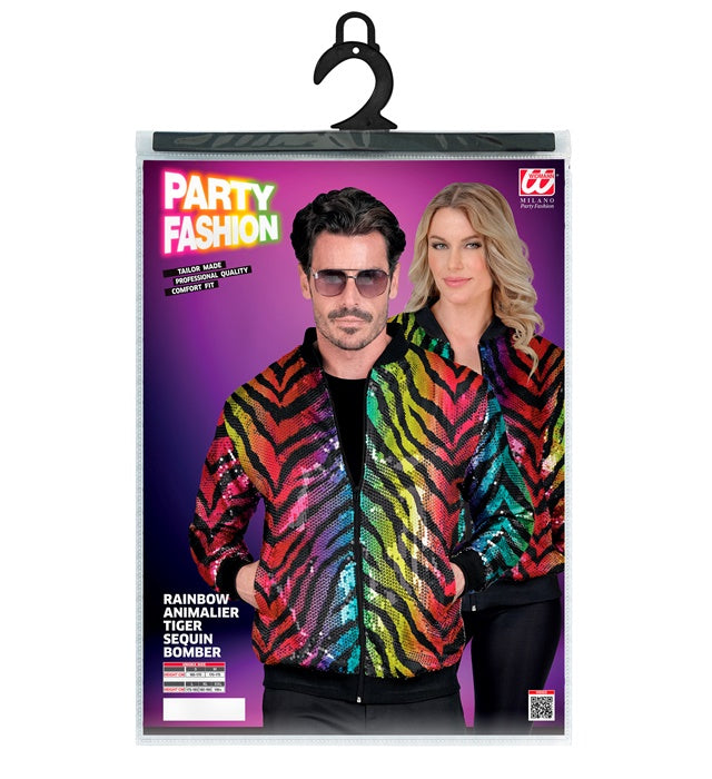 Party Fashion Bomber Rainbow Animalier Tiger Sequin Bomber