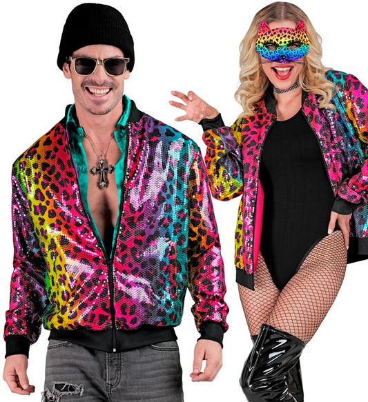 Party Fashion Bomber Rainbow Animalier Leopard Sequin Bomber