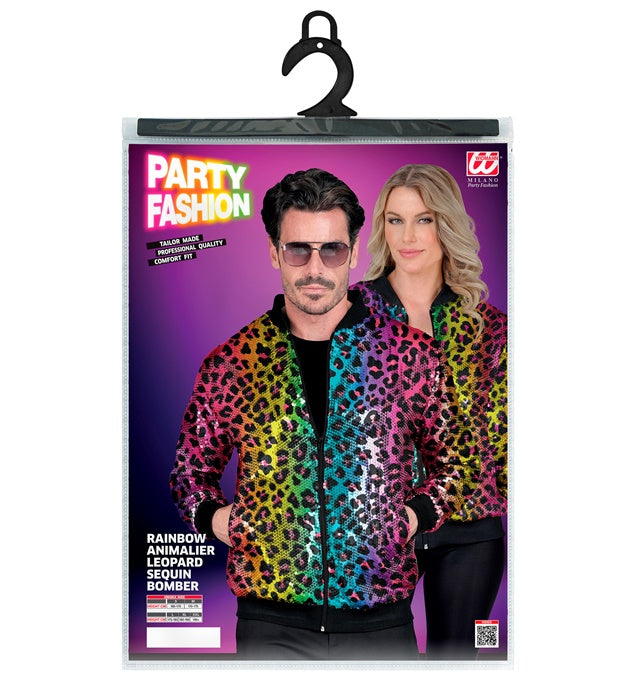 Party Fashion Bomber Rainbow Animalier Leopard Sequin Bomber