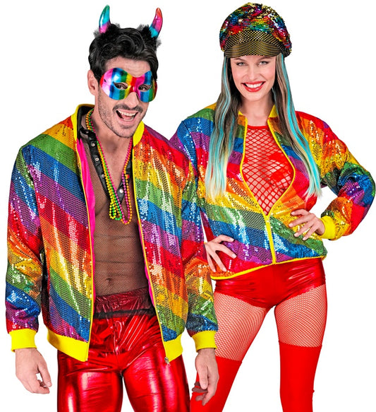 Party Fashion Bomber Rainbow Sequin Bomber