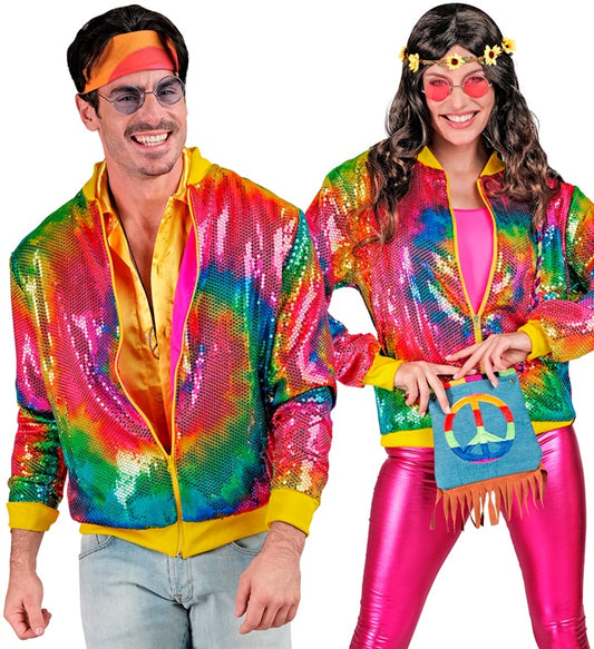 Party Fashion Bomber Tie Dye Sequin Bomber