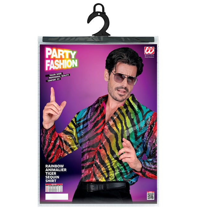 Party Fashion Shirt Rainbow Animalier Tiger Sequin Shirt