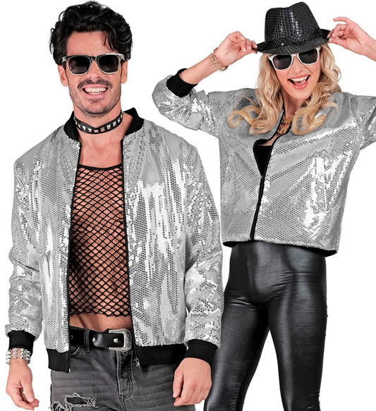 Party Fashion Bomber Silver Sequin Bomber
