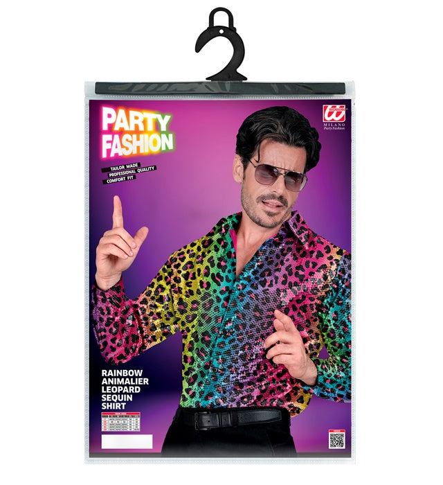 Party Fashion Shirt Rainbow Animalier Leopard Sequin Shirt
