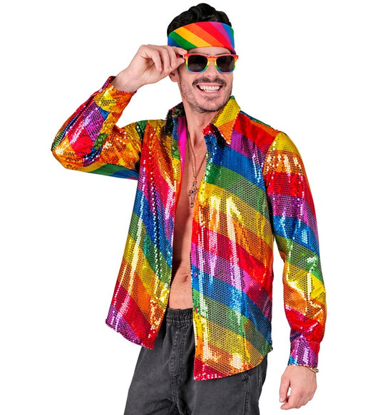 Party Fashion Shirt Rainbow Sequin Shirt