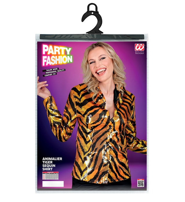 Party Fashion Shirt Animalier Tiger Sequin Shirt