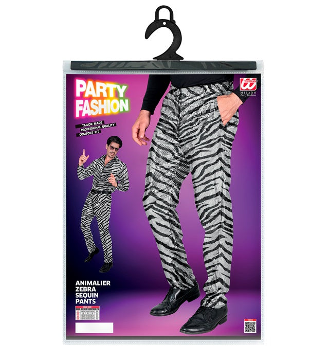 Party Fashion Pants Animalier Zebra Sequin Pants